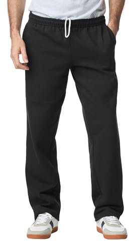 Gildan Fleece Open Bottom Pocketed Pant Pantaloni da Tuta, Nero, L Uomo