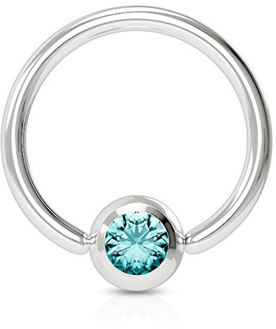 viva-adorno Universal Piercing Ring BCR Kristall Lippenring Klemmring Septumpiercing Brustpiercing Chirurgenstahl Z507