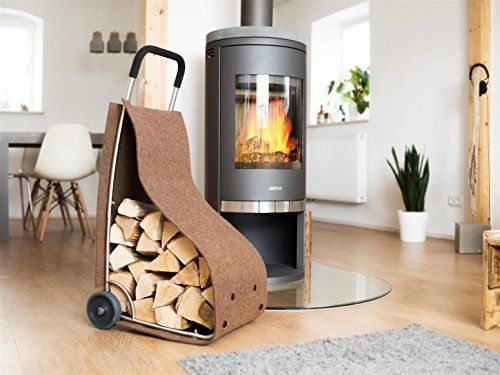 matrasa Filztrolley Bobby für Brennholz - Feuerholzaufbewahrung - Kaminholz Trolley braun