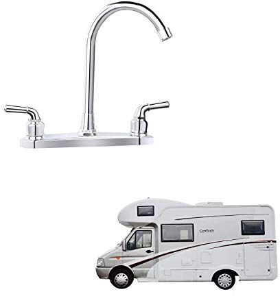 Rubinetto da cucina non metallico per camper con due maniglie, ad alta altezza Arch-8-360, girevole per camper, rimorchi da viaggio, camper (20,3 cm ad arco alto)