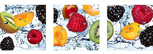 decorwelt | Dreiteiliges Wandbild 3 Teilig Acrylglasbilder Acryl Glasbild Obst Bunt 90x30 cm Wandbilder Wohnzimmer Esszimmer Deko Wanddeko