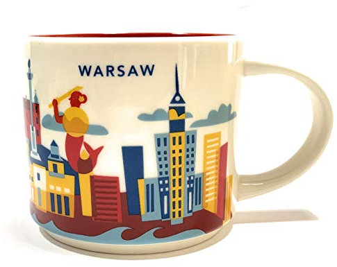 Starbucks City Mug You are Here Collection Warsaw Poland Coffee Cup Warschau Tasse à café - Blanc/Rouge
