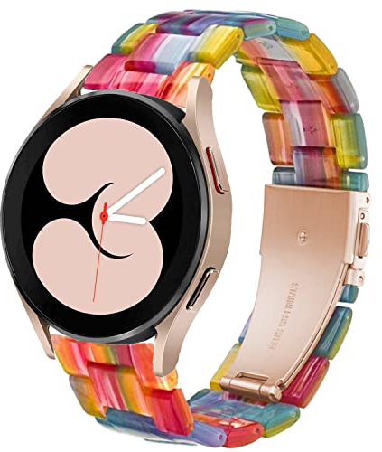 DEALELE Armband Kompatibel mit Samsung Gear Sport/Galaxy Watch 4 / Galaxy 3 41mm / Galaxy Watch 42mm / Active 2, 20mm Buntes Harz Resin Ersatz Armbänder für Huawei GT3 42mm / GT2 42mm, Regenbogen