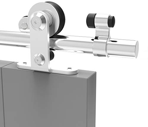 TSMST 200CM/6.6FT Schiebetürbeschlag Set Schiebetürsystem Gleitschiene Holzschiebetür Edelstahl