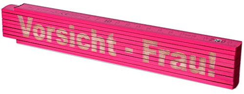 TE-Trend 2m Zollstock Pink Meterstab personalisierter Zollstock Frauen Laser Gravur Maßstab Spruch Vorsicht-Frau! Rosa