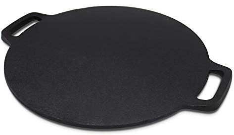 12.6-Inch Cast Iron Roti Tawa, Double Handled Cast Iron Crepe Pan for Dosa, Tortillas