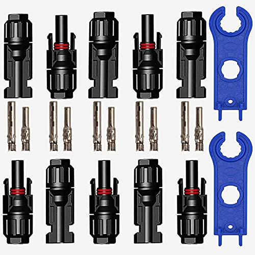 GTIWUNG 5 Pares Conector Solar Fotovoltaico, Macho/Hembra Conector Impermeable de Anillo de Sello Impermeable, Conectores de Cable de Panel Solar para Sistema Fotovoltaico, Negro