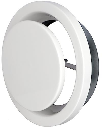 Bouche d'aération réglable ronde - Extraction ou insufflation - En acier inoxydable 304 pour conduit et gaine VMC, hotte et extracteur - Pour plafond ou mur 125mm Ø 125 mm DN125