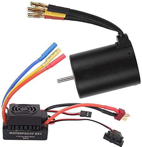 RC Brushless Motor Set, High-Performance 60A Brushless ESC, Wasserdichter 4500KV Brushless Motor for 1/8 1/10 RC Trucks, Desert, Mud, Snow