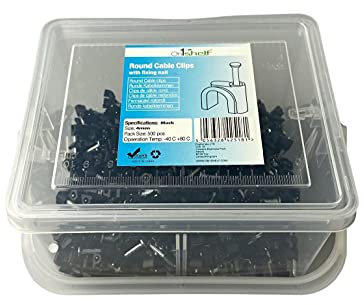 Black Round Cable Clips K-Type Trade Box, 4mm- 500 Pieces