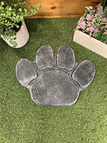 STONE GARDEN LARGE PAW PRINT STEPPING STONE MEMORIAL DOG CAT CONCRETE ORNAMENT