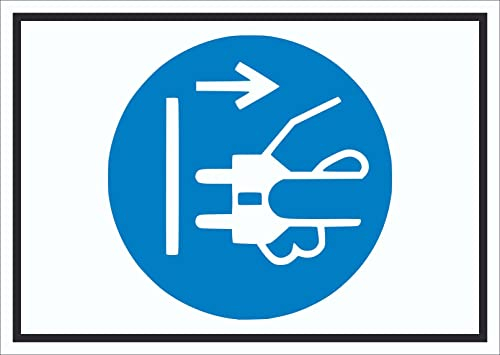 HB-Druck Netzstecker ziehen Symbol Schild A4 Rückseite selbstklebend