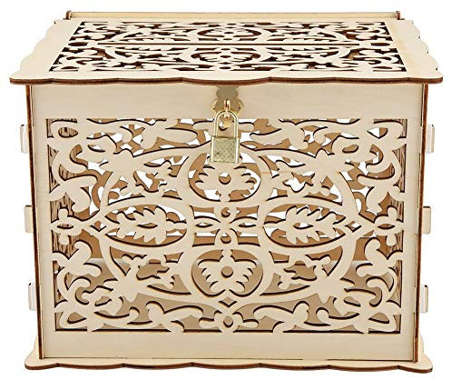 Boîte à Cartes de Mariage, Tirelire Cadeau au Design Creux Unique, Boîtes à Lettres avec Serrure et Fente pour Réception de Mariage, Anniversaire, Fête D'anniversaire, Décoration de Fête de Remise des