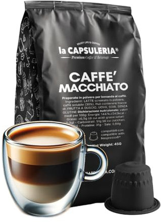 Café MACCHIATO (160 Capsules) compatible avec Nespresso, Lot de 16 x 10 Capsules (160 portions tot) - la Capsuleria