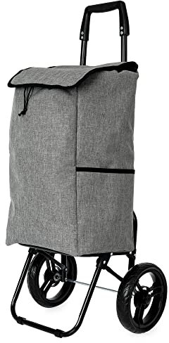 Casa&Casa Einkaufstrolley Marino Grau auf Rollen | 45 l großes Fassungsvermögen | eleganter und Faltbarer Einkaufswagen für Lebensmittel | 2 Räder | Thermoeinlage | maßgeschneiderte Designs