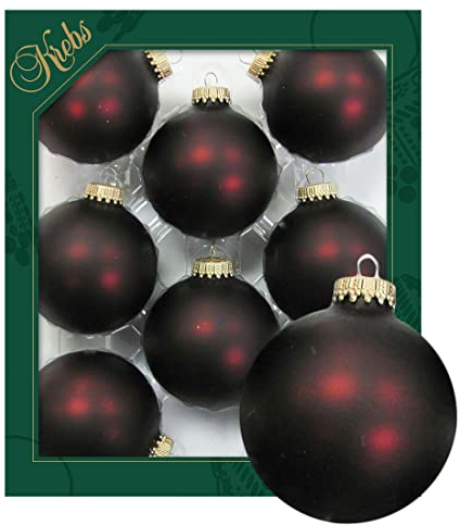 Krebs Glas Lauscha - Decorazioni natalizie/decorazioni per albero di Natale in vetro – Palline tinta unita – Quantità: 8 pezzi – Colore: cioccolato svizzero – Dimensioni: circa 7 cm