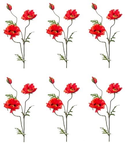 künstliche Mohnblume mit 2 Blüten + 1 Knospe orange H. 90cm Emerald Kunstblumen