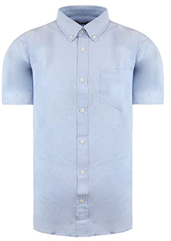 Ben Sherman Short Sleeve Collared Light Blue Mens Oxford Shirt 0066952 Sky