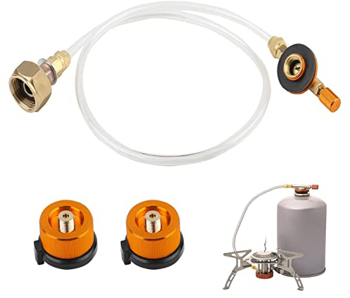 Vegena Lot de 2 adaptateurs de cartouches de gaz propane pour cuisinière à gaz extérieure, cuisinière de camping, cartouches de valve, adaptateur de réchaud de camping pour cylindre plat LPG
