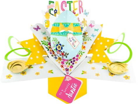 Easter Card To A Lovely Auntie Happy Easter Decorated Egg Pop Up Easter Card POP010EM23