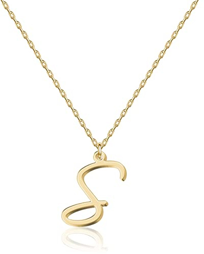 Personalisierte Initialen-Halskette - Handgeschriebener Schriftstil aus Edelstahl - Minimalistischer Schmuck - Nicht verblassend & hypoallergen - Geschenktasche inkludiert - 16 + 2 Verlängerung