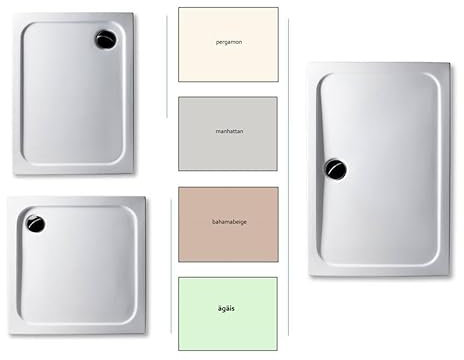 Duschwanne Duschbecken Dusche Acryl wählbar in den Farben: Pergamon, Bahamabeige/Beige, Manhattan, Ägäis und verschiedene Größen superflach (bahamabeige, 90 x 70 cm)