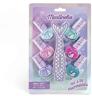 MARTINELIA LET’S BE Mermaids Nail Set: Buntes Kinder Nagellack Set mit Feile in Meerjungfrauenoptik, Nagellack Geschenkset für Mädchen