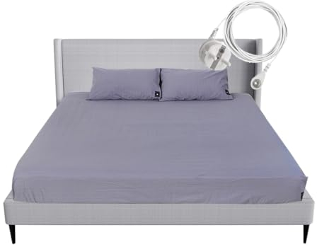 RIQINXIN Erdungsbettlaken Erdungspannbettlaken Erdungsmatte Grounding Fitted Sheet Leitfähig mit EU Erdungskabel für Besseren Schlaf 140X200x33cm Grau