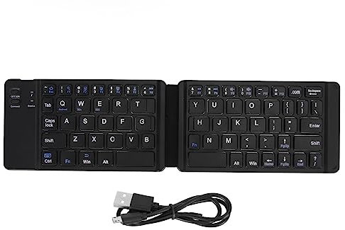 Teclado Plegable, Teclado Bluetooth, Teclado Plegable Ultradelgado de Tamaño Completo con Cable USB, Teclado Inalámbrico Portátil para Computadora Portátil, Tableta, Teléfono