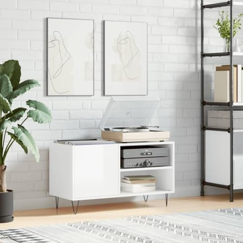 Camerina Mobile Porta Dischi Bianco Lucido 85x38x48 cm Legno Multistrato,Mobili,Armadietti e portaoggetti,Scaffali e armadietti per supporti multimediali(SPU:831702)