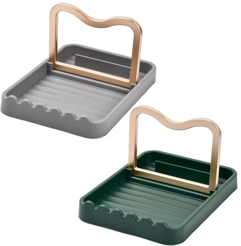 Wisebom Pan Lid and Spoon Holder - Plastic Cooking Spoon Rest with Lid Holder for Kitchen Tools