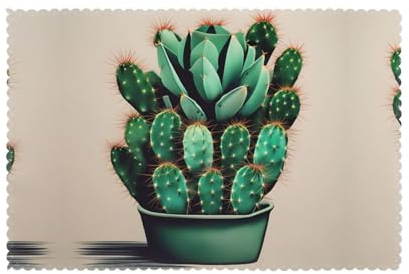 Kaktus-Kunstdruck-Esstisch-Tischsets, 6er-Set, rutschfeste Tischsets, für drinnen und draußen, Tischset Dekoration