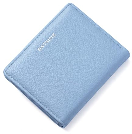 SUNAVY Damen Portemonnaie Klein Viele Fächer Portmonee Damen Klein und im Kurzformat Geldbörse Damen Klein Elegante und Süße Geldbeutel Damen Klein mit Münzfach (Blau)