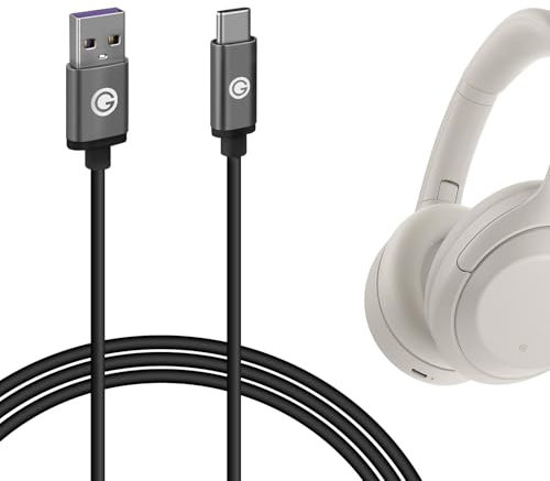 GEEKRIA USB Kopfhörer Ladekabel Kompatibel mit Sony WH-1000XM5 WH-1000XM4 WH-1000XM3 XB910N XB900N CH720N H910N XB700 CH520, USB to USB-C Ersatz-Ladekabel (10 Fuß/300 cm)
