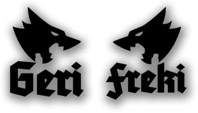 Aufkleber Set 2X 6x5cm Geri Freki schwarz Wolf Wölfe #A6362