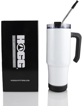 Hogg Bluetooth Tumbler 30 oz Grippy - White, Sublimation Blanks, Bluetooth Speaker Cup, 30 oz Sublimation Tumbler with Handle and Straw, Sublimatable Cup with Speaker, Stainless Steel Insulated
