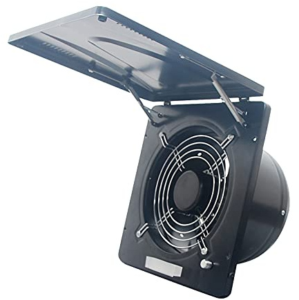Ventilateur de Ventilation à clapet de 10 po, Ventilateur d'extraction de fumées de Cuisine Domestique, hotte de Cuisine Haute Puissance avec Couvercle, régulation de Vitesse en continu, Noir, 100 W