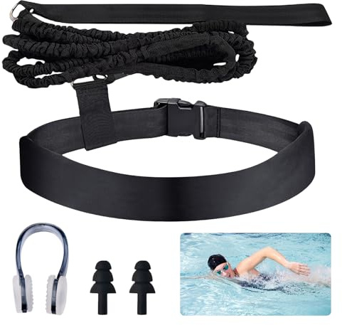 Meyagot Schwimmgurt Für Pool, Schwimmgürtel, Schwimmtrainer Schwimmwiderstand Gürtel Widerstandsgürtel Mit Gurtband Und Verstellbarem Gürtel, Ohrstöpsel Nasenklammer Für Schwimmbad Widerstandstraining