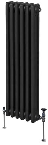 Radiateur Traditionnel à Triple Colonne 1500 x 292 mm, Chauffage Moderne Vertical en Acier au Carbone Noir Mat, Cuisine Salon Salle de Bain [Brosse, Attaches Murales & Supports INCLUS]