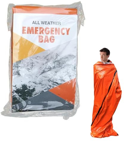 katmerio Saco de vivac de emergencia, manta de emergencia, saco de dormir, resistente al calor y al frío, impermeable, ligero, saco de dormir de emergencia para exteriores, camping, senderismo