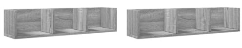 vidaXL Wandschrank 2 STK., Wandregal mit Stauraum, Hängeregal Bücherregal für Wohnzimmer, Schweberegal Regal TV Schrank, Grau Sonoma Holzwerkstoff