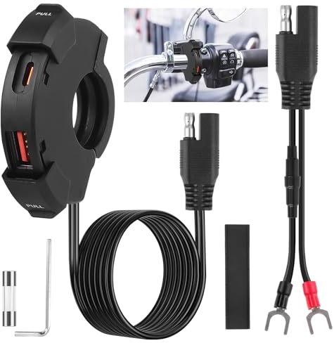 Mineup Prise USB Moto, 12V Chargeur USB Moto Étanche Charge Rapide, Chargeur De Moto USB C, Double Prise De Courant De Chargeur De Voiture USB Et PD/Type-c pour Voiture Camping-Car Véhicule Bateau
