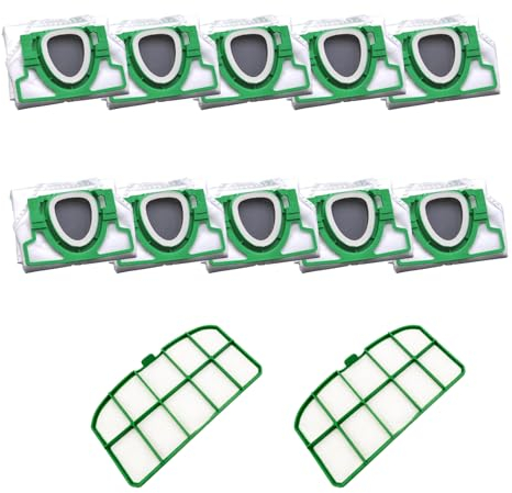 12 Stück Staubbeutel Filter Zubehör set geeignet für Vorwerk Kobold VK200 VK 200 Staubsauger Ersatzteile FP200 FP 200 Staubsaugerbeutel Ersatz mit Motorschutzfilter (10 Beutel + 2 HEPA Filter)