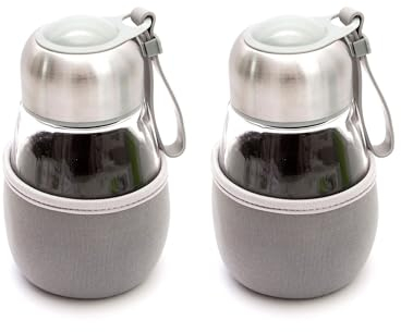 Lantelme 2 Stück Thermoflasche 400ml Set | Isolierflasche Teeflasche Sieb | Tee Getränke to go für Warme kalte Getränke | Glas Flasche zum Wandern Büro Unterwegs | Teezubereiter für Indoor Outdoor