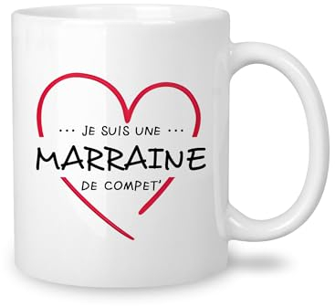 Marraine Mug Tasse Cadeau de Femmes Hommes - Je suis une Marraine de Compet' - Idée Originale de Cadeau d'anniversaire Noël Baptême - 350 ML Céramique Tasse pour Marraine (Marraine)