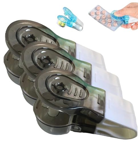Retrospecti Portable Pill Taker Household Gadgets, Portable Drug Pill Taker Remover, Pill Opener Tool For Nurses, Tablets Pills Blister Pack Opener Assistance Tool, Pill Opener Tool (Black,3 pcs)