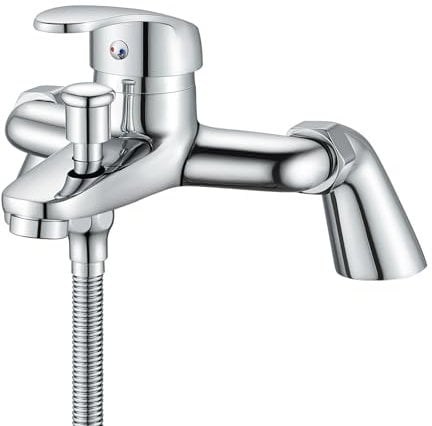 Rehomthy Robinet mitigeur de douche moderne rond monobloc avec bec de baignoire, laiton massif, chromé, sortie 1/2, centres de 180 mm
