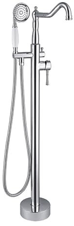 XJTNLB Freistehende Badewannenarmatur Mischbatterie Dusche Retro 360° Schwenkbar Duscharmatur Einhebelmischer mit Handbrause und Duschschlauch Chrom