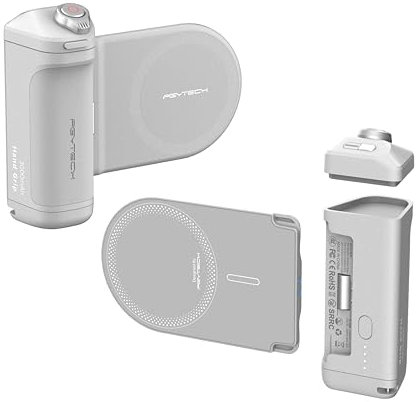 PGYTECH 3 in 1 MagCam Mobile Phone Grip Set, Wireless Charging, Bluetooth Remote, MagSafe Connector, Compatible with iPhone 12-16 and Android 14, Misty Gray