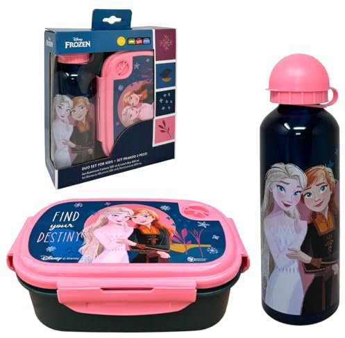 Juego de almuerzo para niños 2 piezas botella de aluminio y fiambrera botella y fiambrera (Frozen (1))